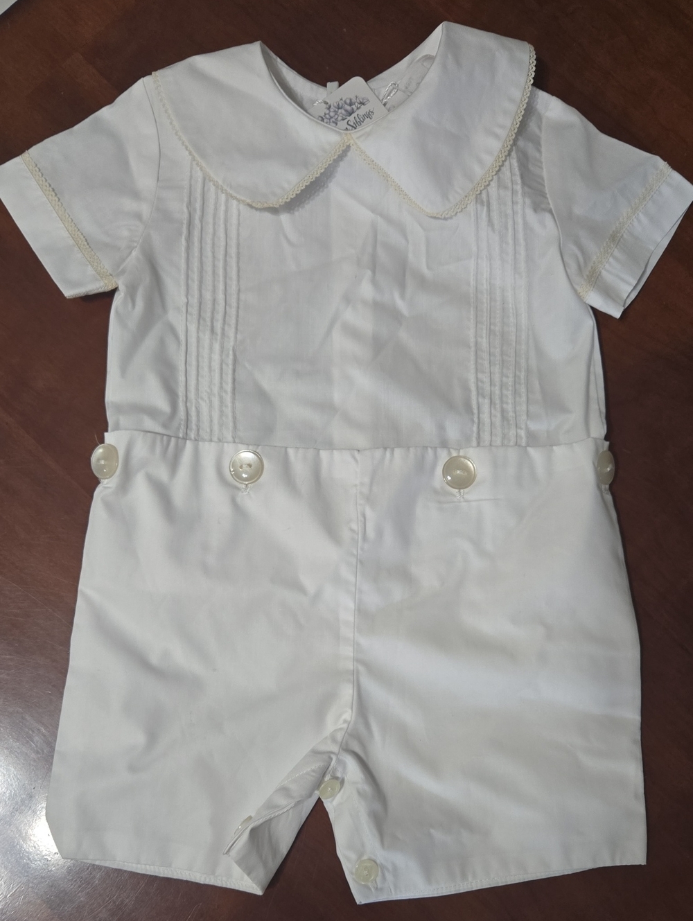 Southern Siblings Heirloom Button On Romper Short Set 18m